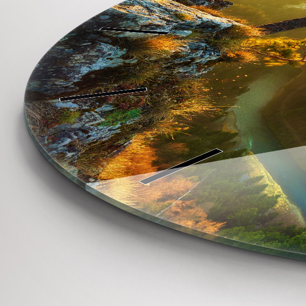 Orologio rotondo Tramonto sulle montagne