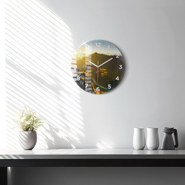 Orologio rotondo Tramonto sulle montagne
