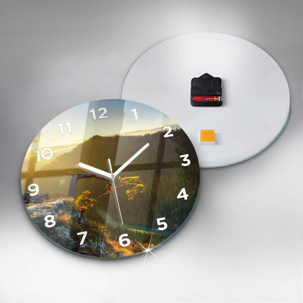 Orologio rotondo Tramonto sulle montagne