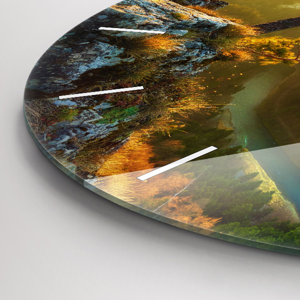 Orologio rotondo Tramonto sulle montagne