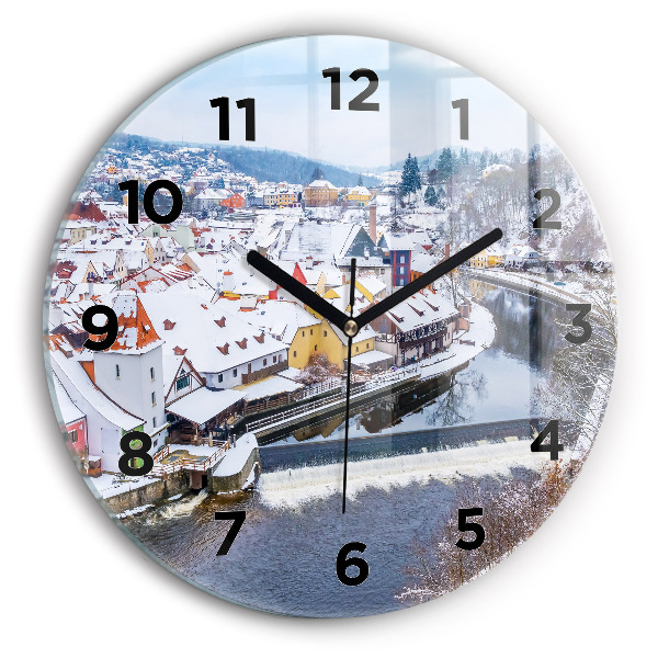 Orologio rotondo Panorama della città in inverno