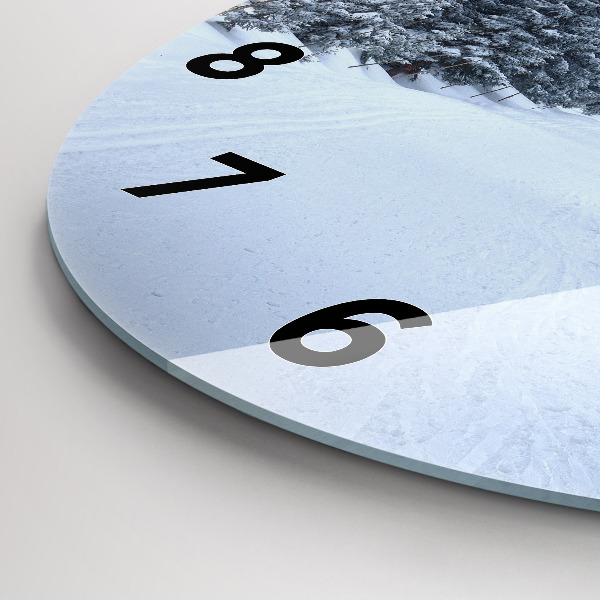 Orologio rotondo in vetro Monti dei Giganti della Repubblica Ceca in inverno