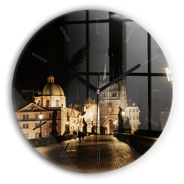 Orologio rotondo in vetro Ponte Carlo a Praga