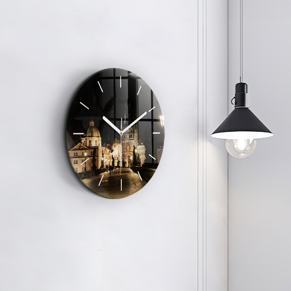 Orologio rotondo in vetro Ponte Carlo a Praga