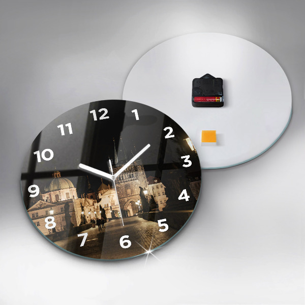 Orologio rotondo in vetro Ponte Carlo a Praga
