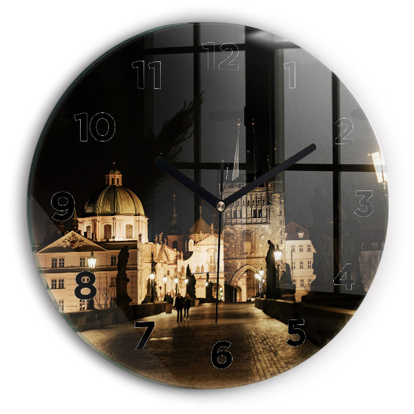 Orologio rotondo in vetro Ponte Carlo a Praga