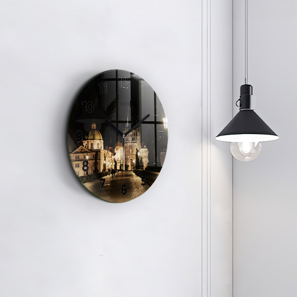 Orologio rotondo in vetro Ponte Carlo a Praga