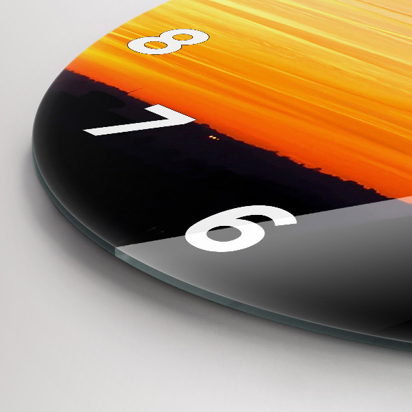 Orologio rotondo in vetro Edificio e tramonto