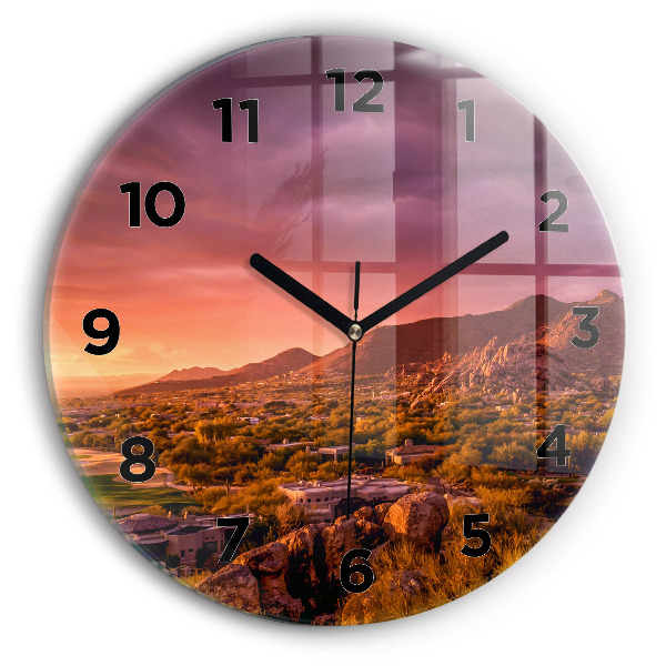 Orologio rotondo in vetro Tramonto a North Scottsdale