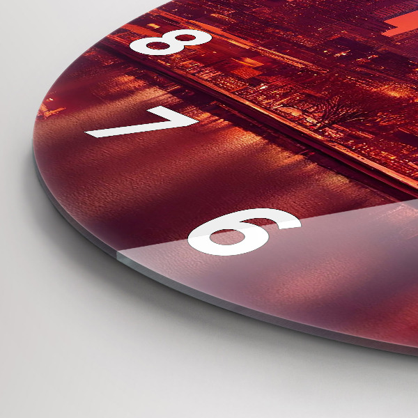 Orologio rotondo in vetro La città di Filadelfia di notte