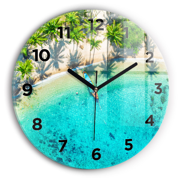 Orologio rotondo in vetro Spiaggia tropicale Koh Tao