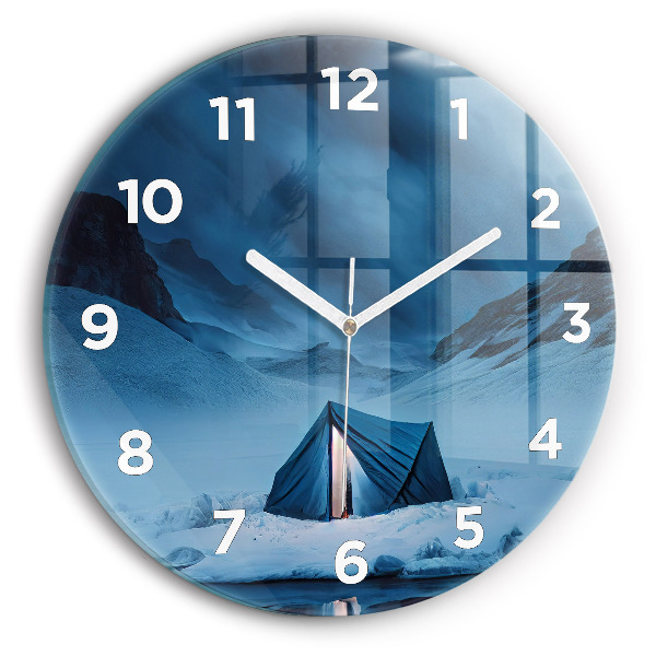 Orologio rotondo in vetro Tenda sulle montagne dell'Islanda
