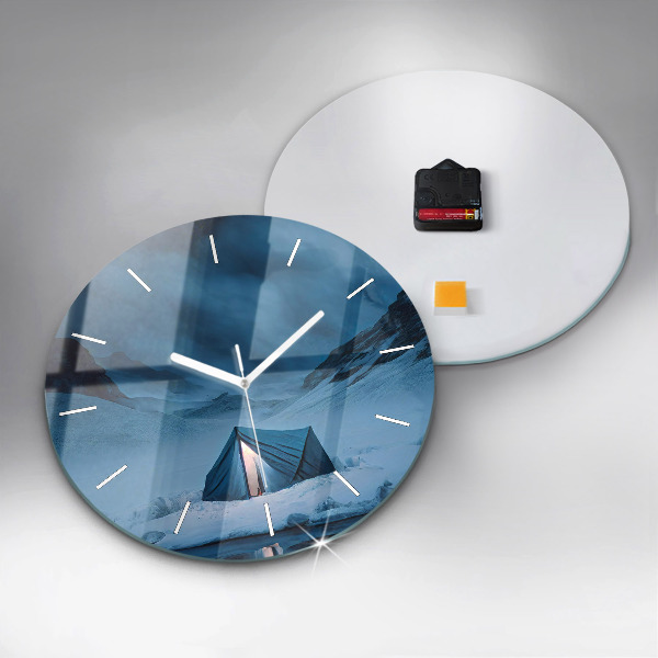 Orologio rotondo in vetro Tenda sulle montagne dell'Islanda
