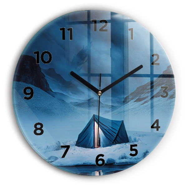 Orologio rotondo in vetro Tenda sulle montagne dell'Islanda
