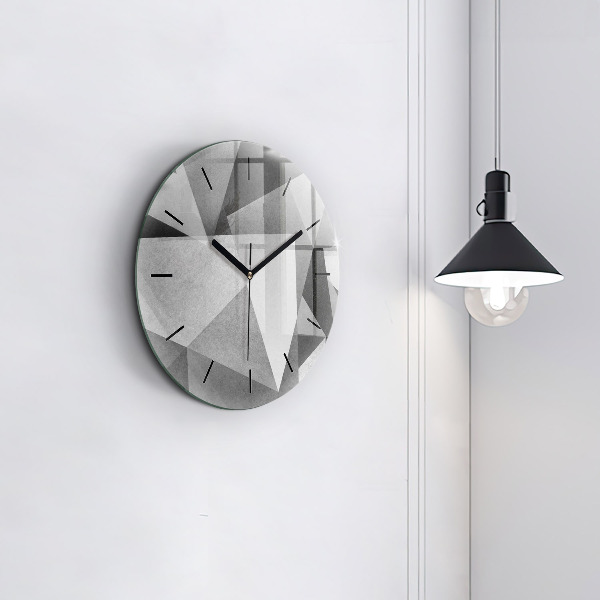 Orologio rotondo Astrazione geometrica grigia