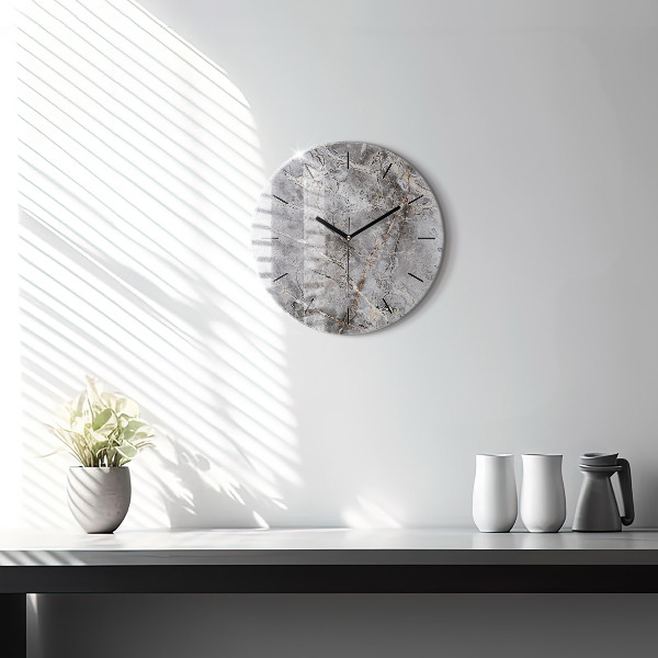 Orologio rotondo in vetro Marmo granito grigio