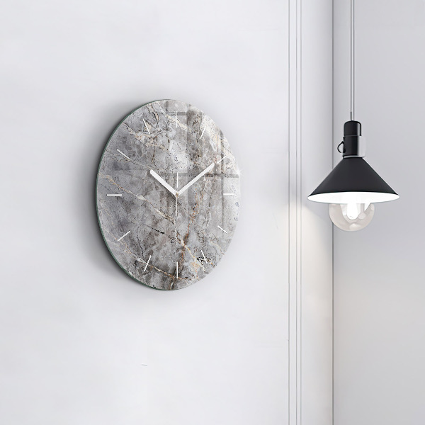 Orologio rotondo in vetro Marmo granito grigio