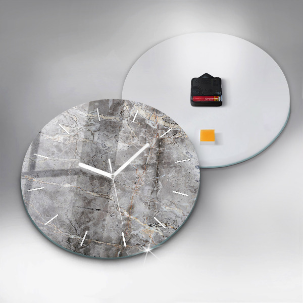 Orologio rotondo in vetro Marmo granito grigio