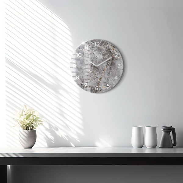 Orologio rotondo in vetro Marmo granito grigio