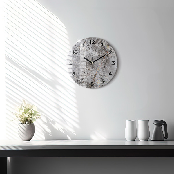 Orologio rotondo in vetro Marmo granito grigio