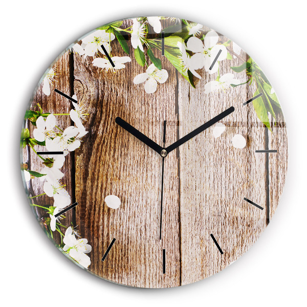 Orologio rotondo Fiori su legno