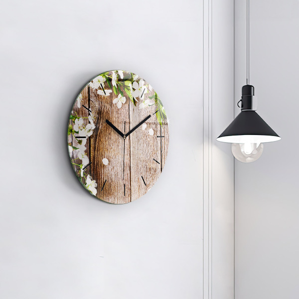Orologio rotondo Fiori su legno