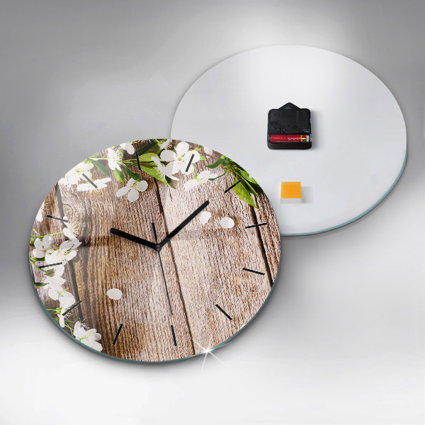 Orologio rotondo Fiori su legno