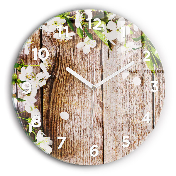 Orologio rotondo Fiori su legno
