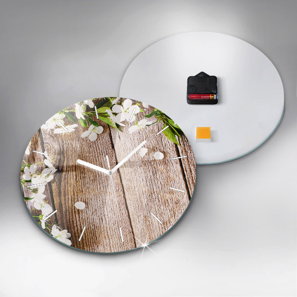 Orologio rotondo Fiori su legno