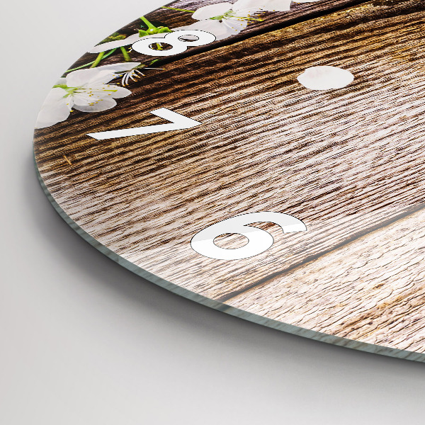 Orologio rotondo Fiori su legno