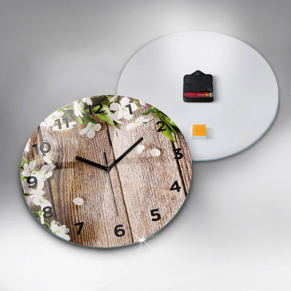Orologio rotondo Fiori su legno