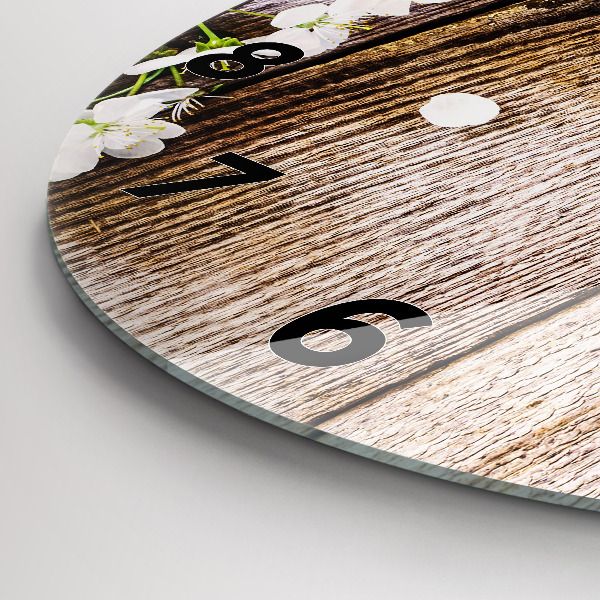 Orologio rotondo Fiori su legno