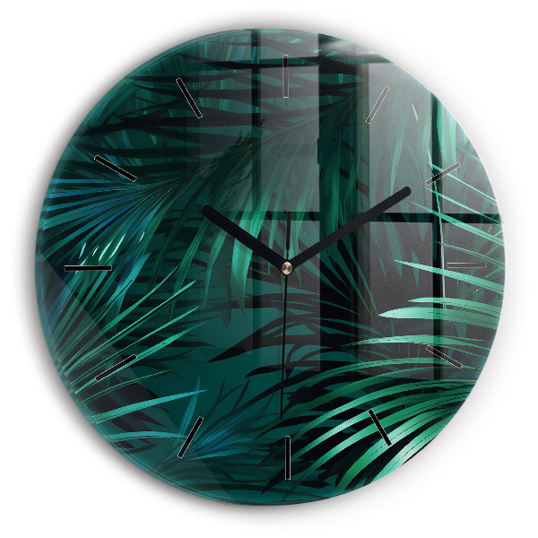 Orologio rotondo in vetro Foglie tropicali