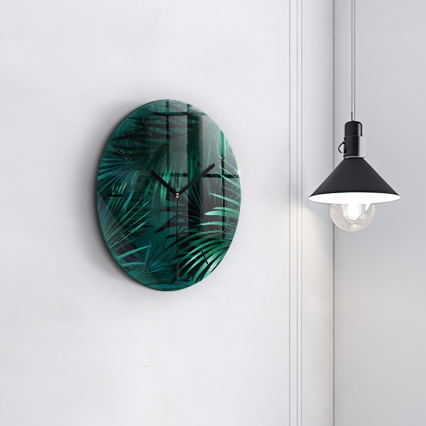 Orologio rotondo in vetro Foglie tropicali
