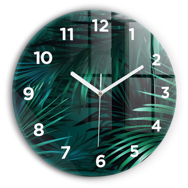 Orologio rotondo in vetro Foglie tropicali