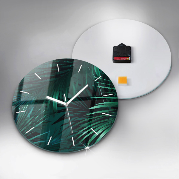 Orologio rotondo in vetro Foglie tropicali