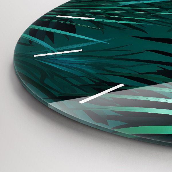Orologio rotondo in vetro Foglie tropicali