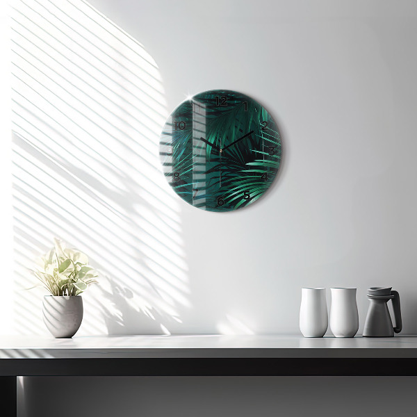 Orologio rotondo in vetro Foglie tropicali