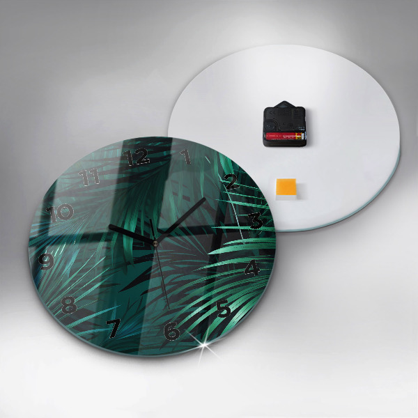 Orologio rotondo in vetro Foglie tropicali