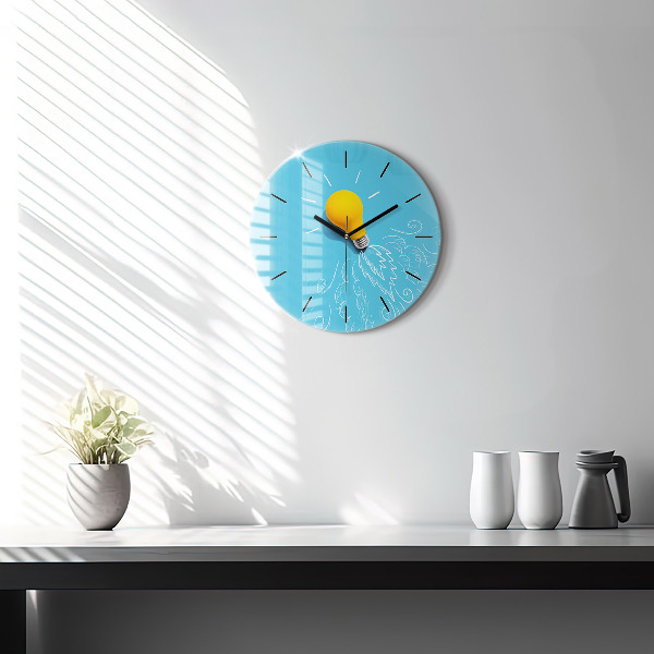 Orologio rotondo in vetro Disegno della lampadina