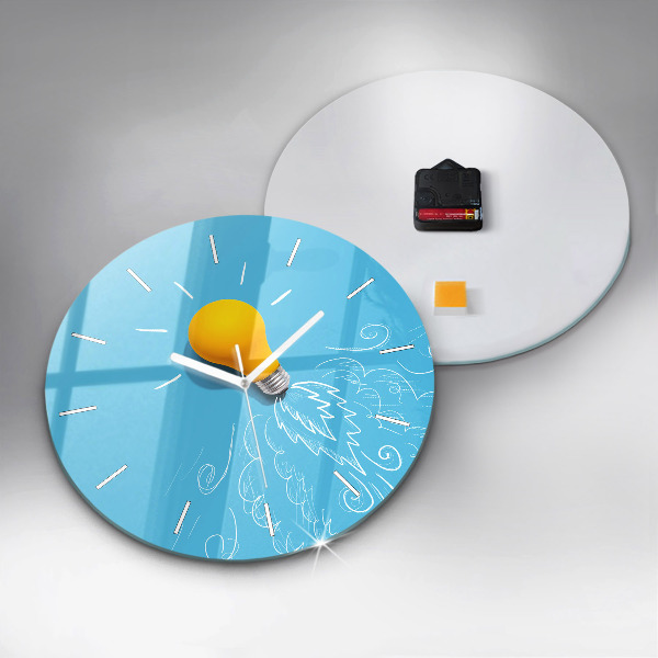 Orologio rotondo in vetro Disegno della lampadina