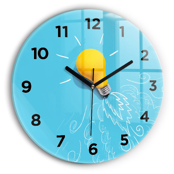 Orologio rotondo in vetro Disegno della lampadina