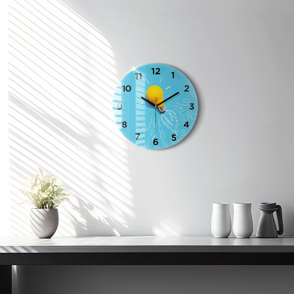 Orologio rotondo in vetro Disegno della lampadina