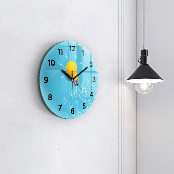 Orologio rotondo in vetro Disegno della lampadina