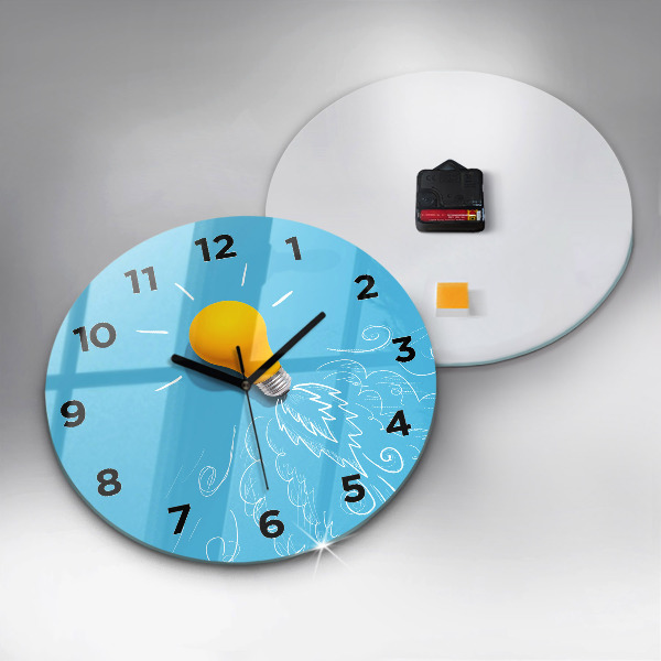 Orologio rotondo in vetro Disegno della lampadina