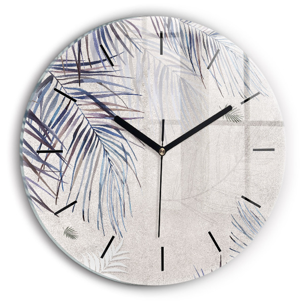 Orologio rotondo in vetro Foglia di palma
