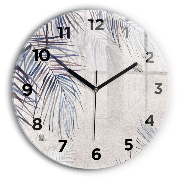 Orologio rotondo in vetro Foglia di palma