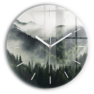 Orologio rotondo in vetro Paesaggio forestale