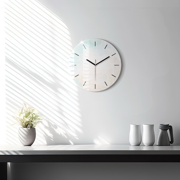 Orologio rotondo in vetro Marmo acquerello