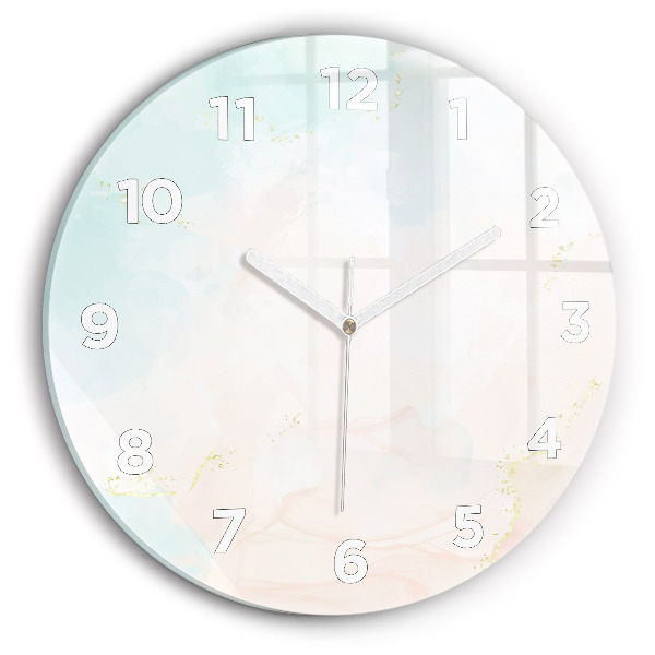 Orologio rotondo in vetro Marmo acquerello